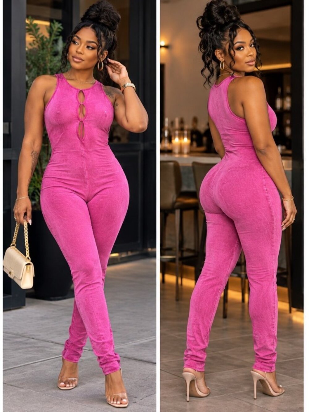 Fashion Nova Women's Pink Sleeveless Cutout Jumpsuit